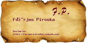 Fürjes Piroska névjegykártya